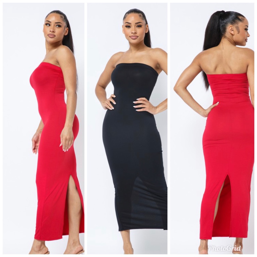 Long Tube Dress With Back Split - Picture 2 of 2